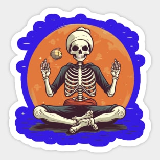 Skelton doing yoga Sticker